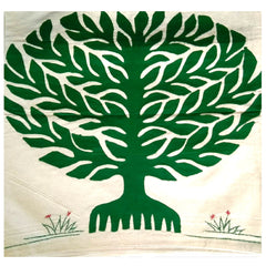 Green Banyan Tree Pipli Appliquie Cushion Cover Single Piece (16