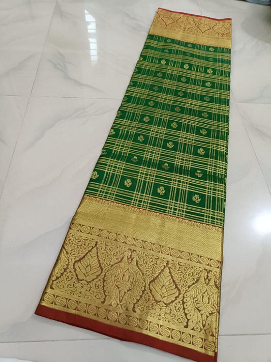 Green Checked Venkatagiri Saree