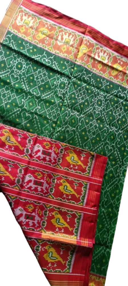 Green & Red Colour Rajkot Patola Saree