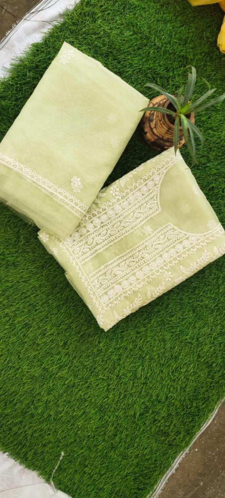 Green Salwar Chikankari Hand Embroidery