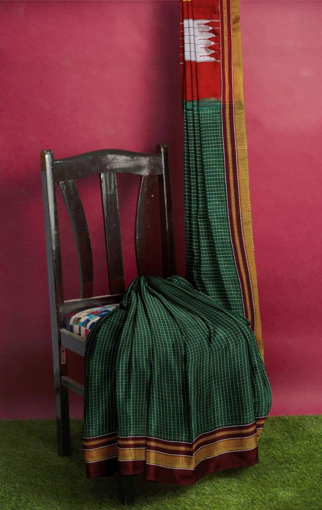 Green Strips Ilkal Saree