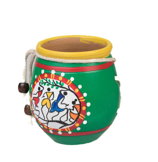 Green Tribal Terracota Pen Holder