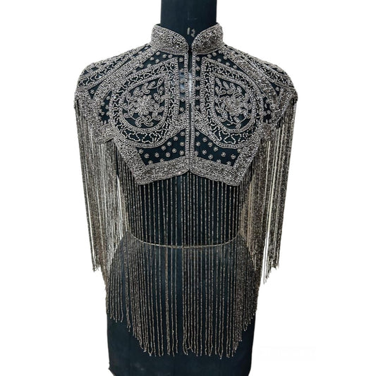Greish Beaded Cape Fringe Shoulder Shrug Shawl Pashmina