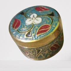 Grey KumKum Box Meena Work (2 Inch)