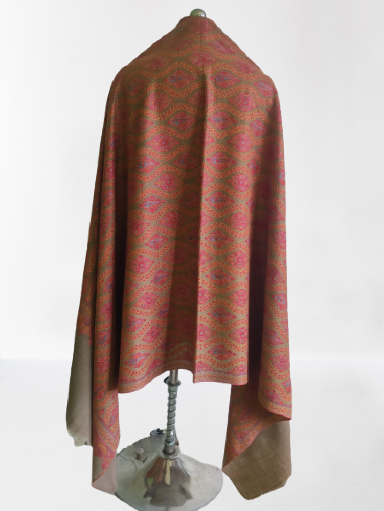 Grey & Pink Designer Kani Shawl