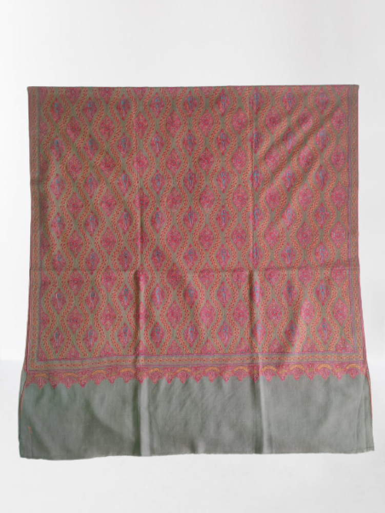 Grey & Pink Designer Kani Shawl