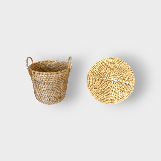 Hand Crafted Big round Basket with Lid