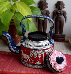 Hand-painted Pattachitra Red Kettle
