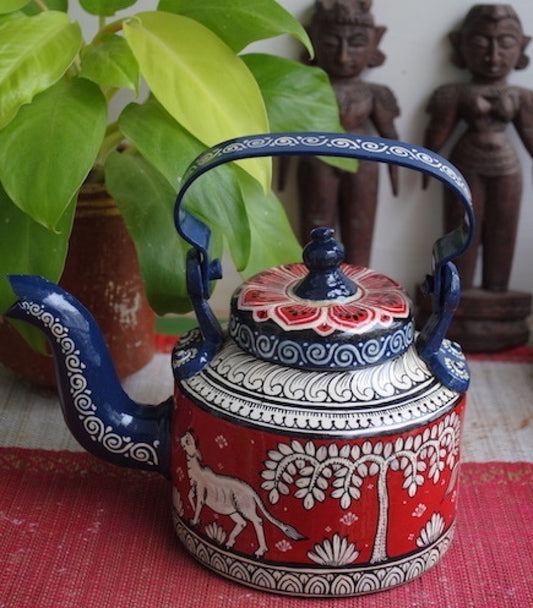 Hand-painted Pattachitra Red Kettle