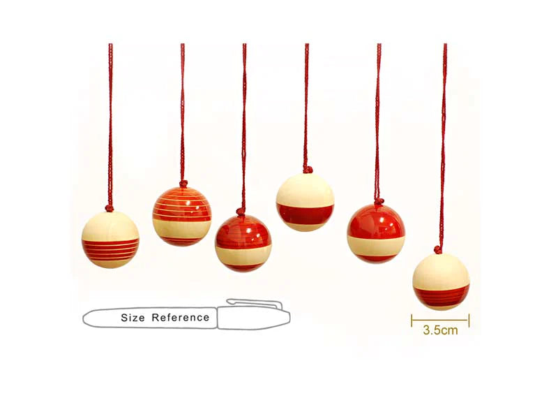 Handcrafted Wooden Christmas Decor Bubbles set of 6 - Red