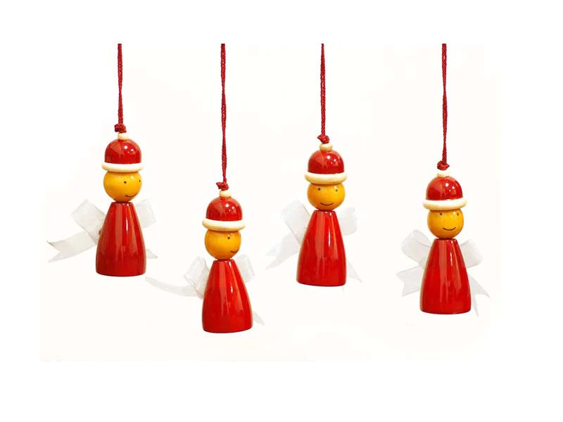 Handcrafted Wooden Christmas Decor Fairy - set of 4