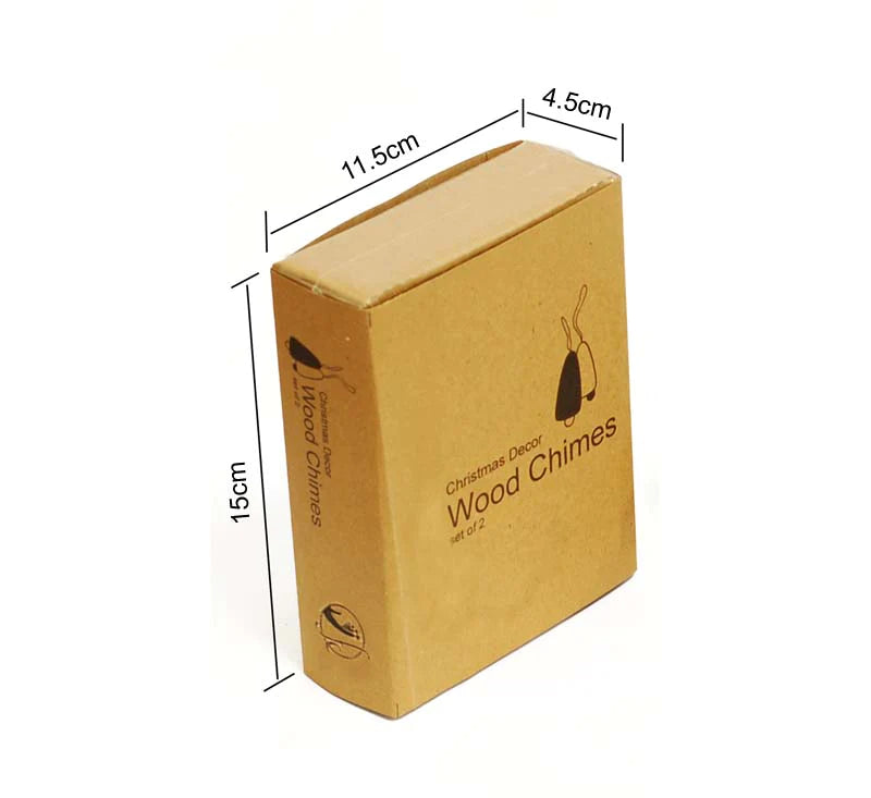 Handcrafted Wooden Christmas Decor - Wood chimes set of 2 - 2 pairs