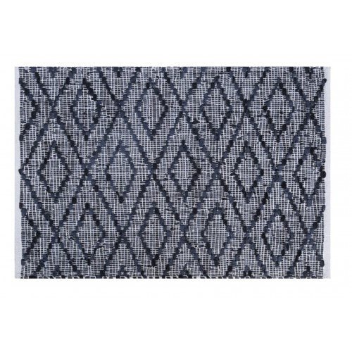 Traditional Agra Hand Tufted Durable Quality Woolen & Cotton Durrie In Black Colour For Home