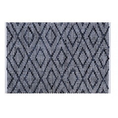 Traditional Agra Hand Tufted Durable Quality Woolen & Cotton Durrie In Black Colour For Home