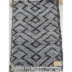 Traditional Agra Hand Tufted Durable Quality Woolen & Cotton Durrie In Black & White Colour For Home