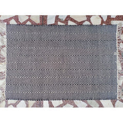 Alluring Handicraft Black & White Printed Agra Durrie Of Uttar Pradesh For Home Furnishing