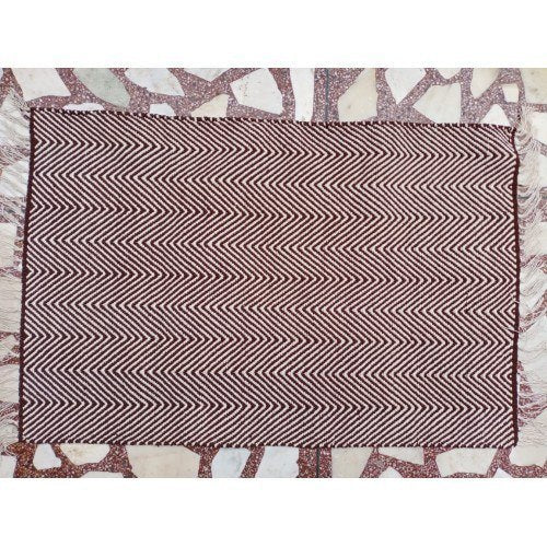 Alluring Handicraft Mehroon & White Printed Agra Durrie Of Uttar Pradesh For Home Furnishing
