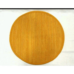 Traditional Alluring Handicraft Round Mustard Colour Agra Durrie Of Uttar Pradesh For Home Furnishin