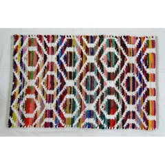 Traditional Alluring Handicraft Rectagle Shape Red, White & Multi Colour Agra Durrie Of Uttar Prades