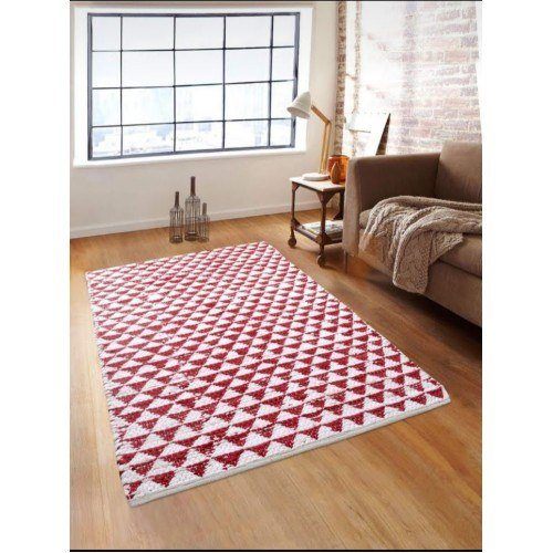 Traditional Alluring Handicraft Red & White Colour Agra Durrie Of Uttar Pradesh For Home Furnishing