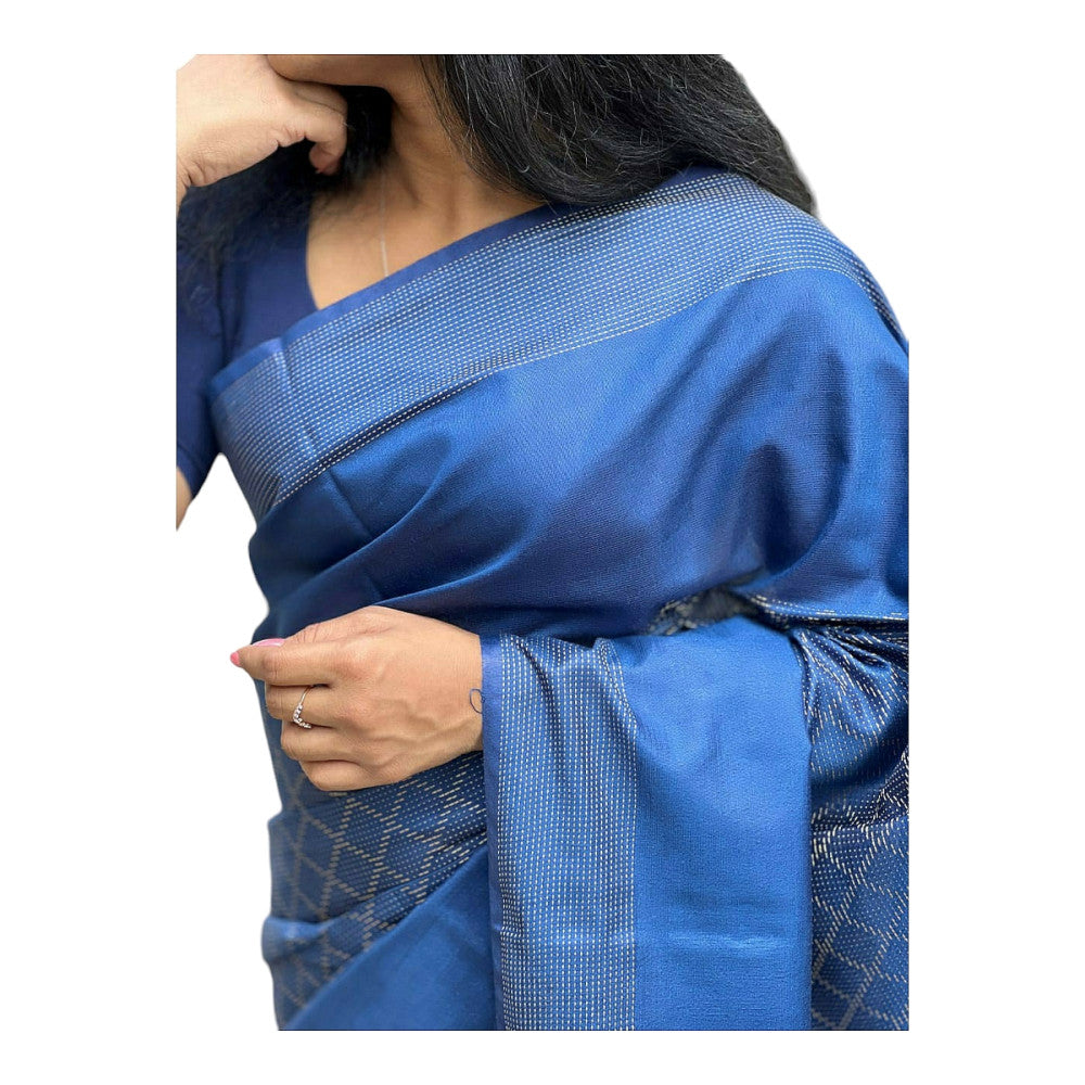 Handloom Fancy Dark Blue Saree