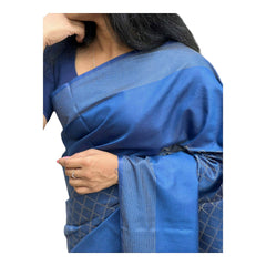 Handloom Fancy Dark Blue Saree