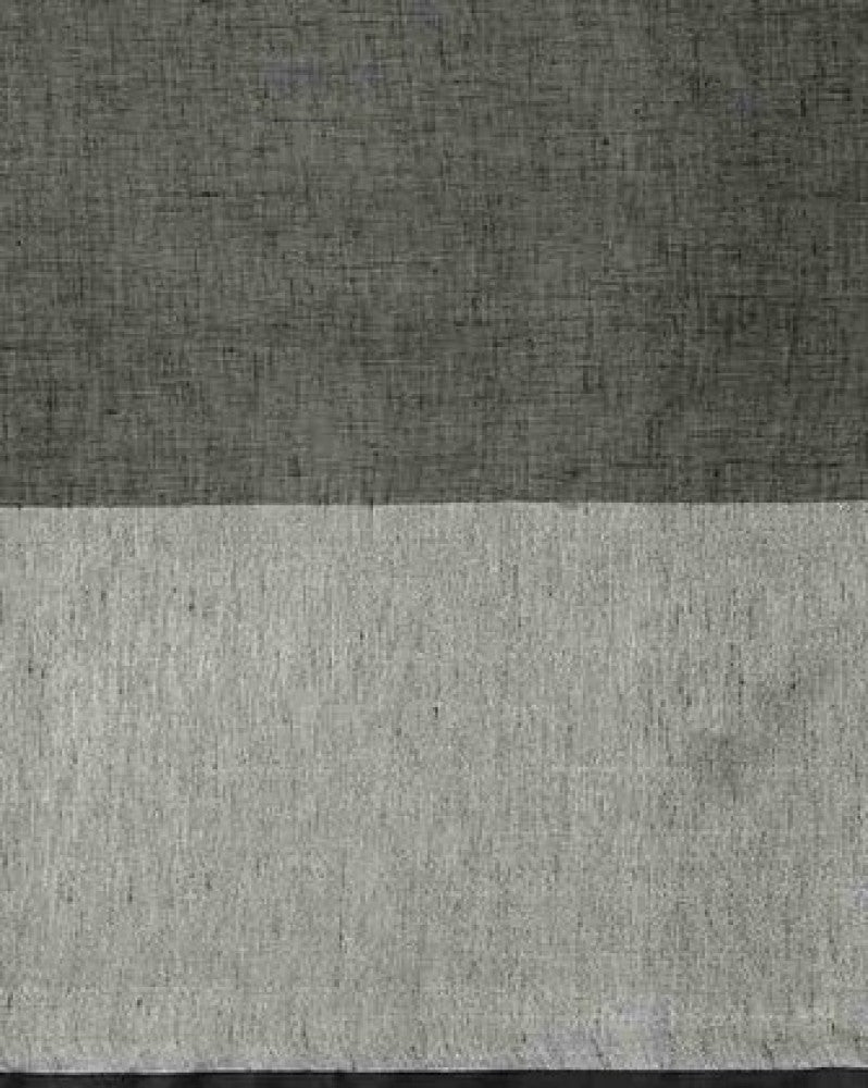 Handloom Linen Saree (Black) With Zari Border