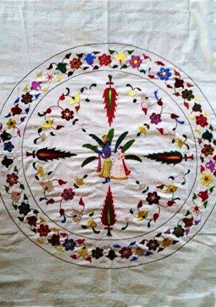 Chamba Rumal Radha-Krishna Silk Thread Embroidery By Indu Sharma