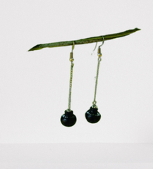 Handmade Eco-friendly Beautiful Black Pottery of Nizamabad Silver Long Matki Earings