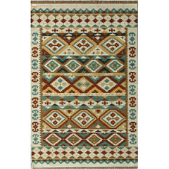 Handmade Mirzapur Kilim Rugs Wool Jute Cream Brown