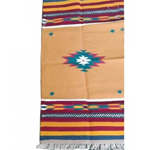 Traditional Hand Woven Karnataka Special Navalgund Designer Durrie Yellow Color