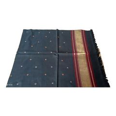 Handwoven Acrylic Bhujodi Stone Work Black Shawl