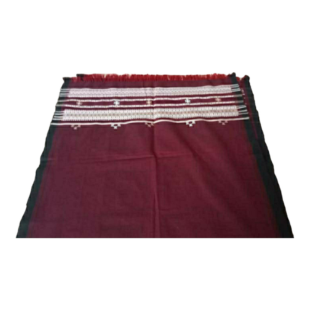 Handwoven Acrylic Wool Bhujodi Maroon Shawl