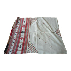 Handwoven Acrylic Wool Bhujodi Off White Embroidered Shawl