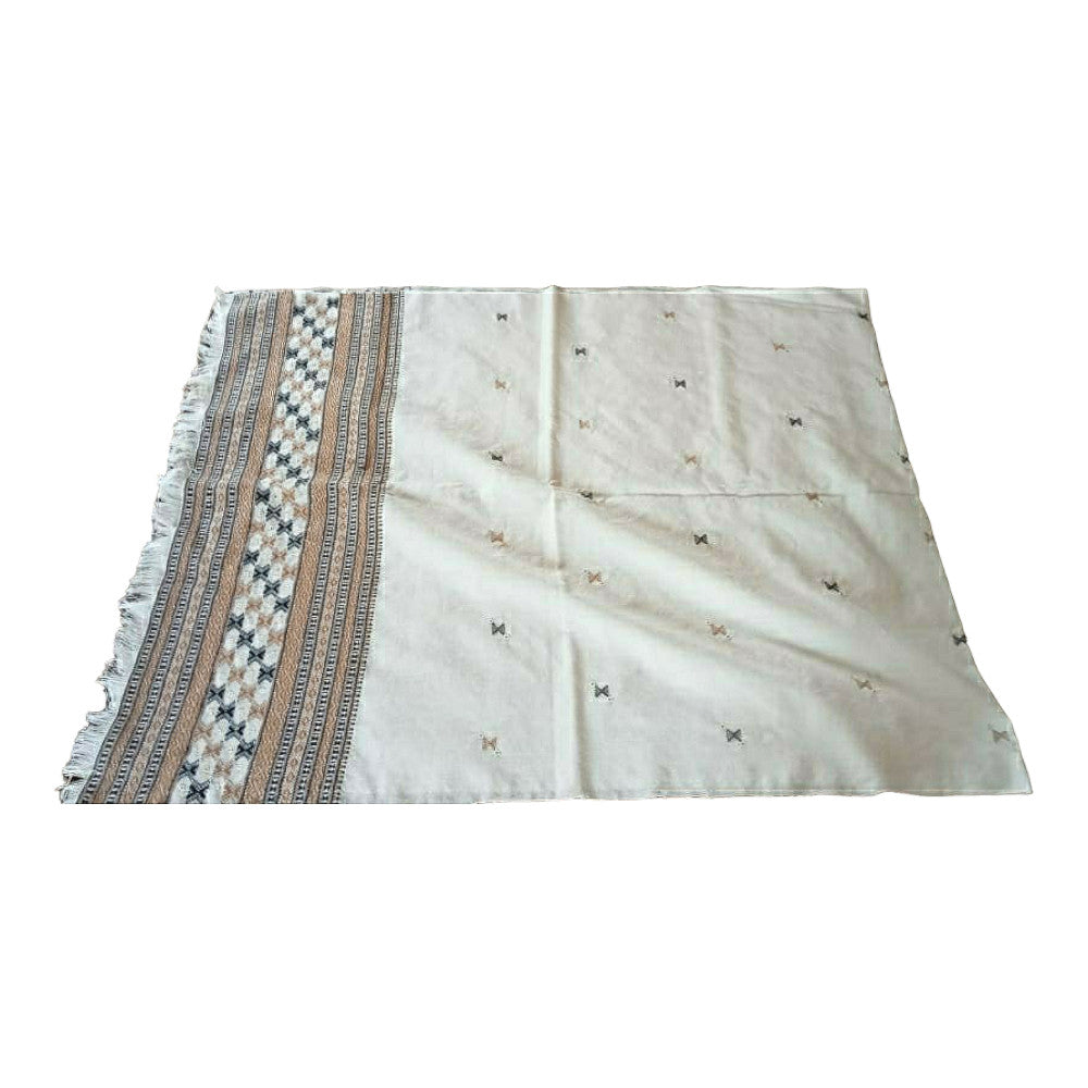Handwoven Acrylic Wool Bhujodi Off White Shawl