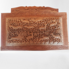 Herd Of Deer Wall Hanging Walnut Wood Carving