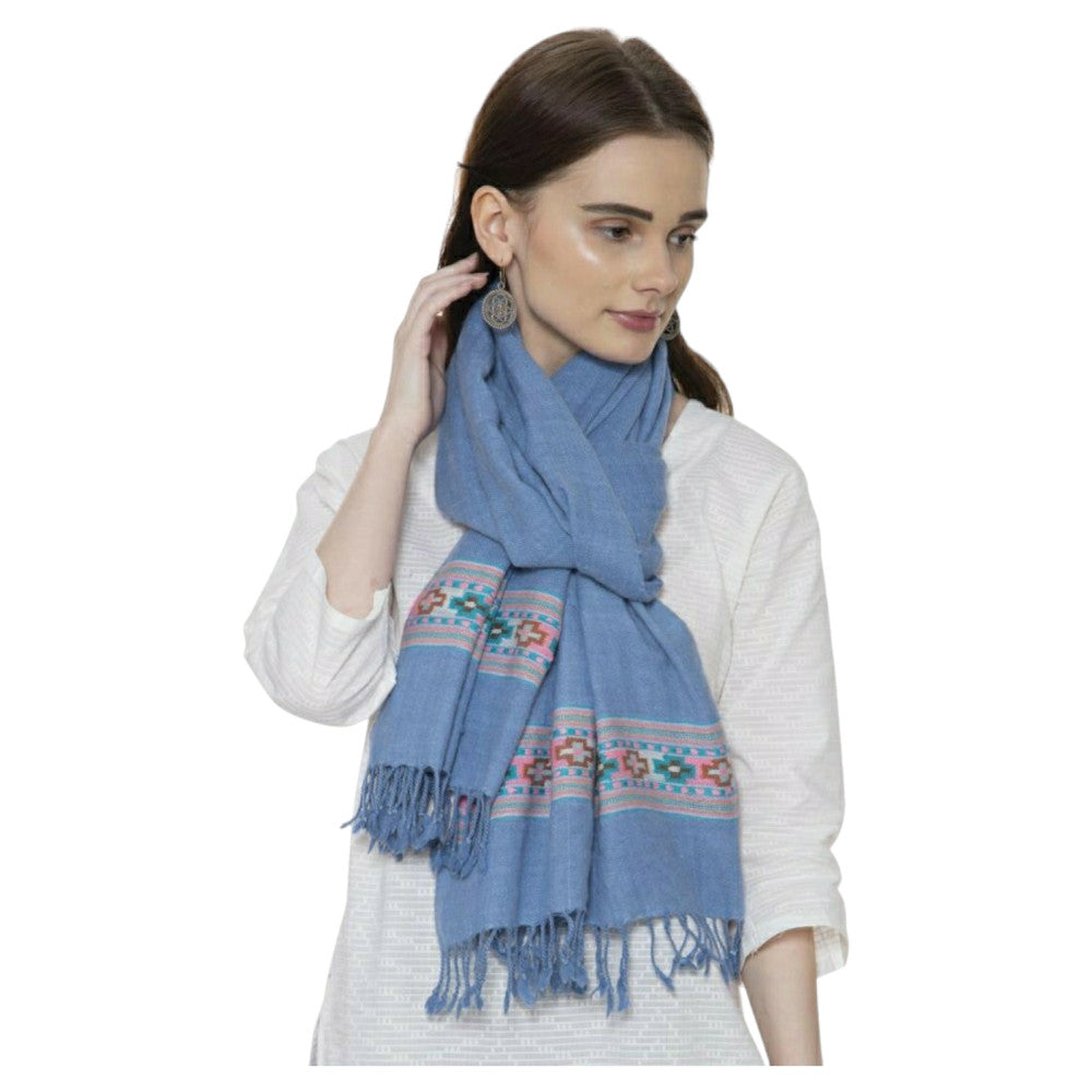 Himalayan Angora stole in kullu typical design