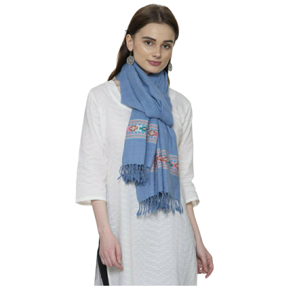 Himalayan Angora stole in kullu typical design