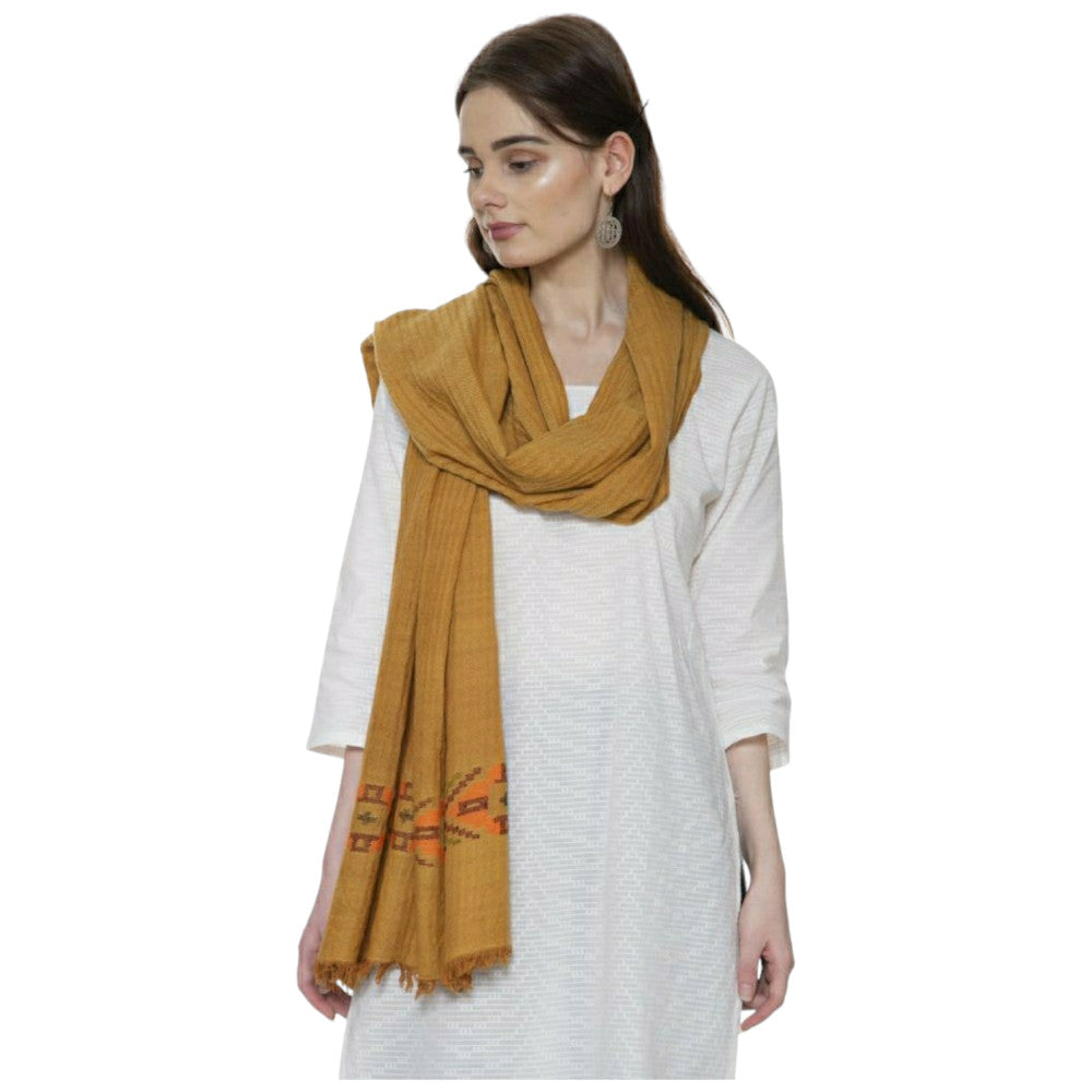 Himalayan Merino wool stole in Bana design