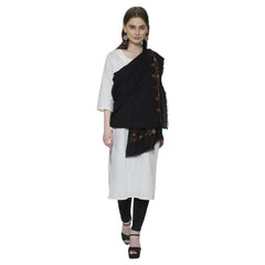 Himalayan typical Merino wool stole with temple design