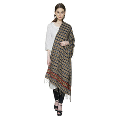 Himalayan walnut weaved check stole in Merino wool