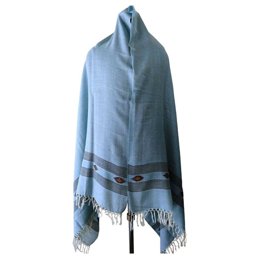 Himalayan wool plain shawl in Light Blue Colour