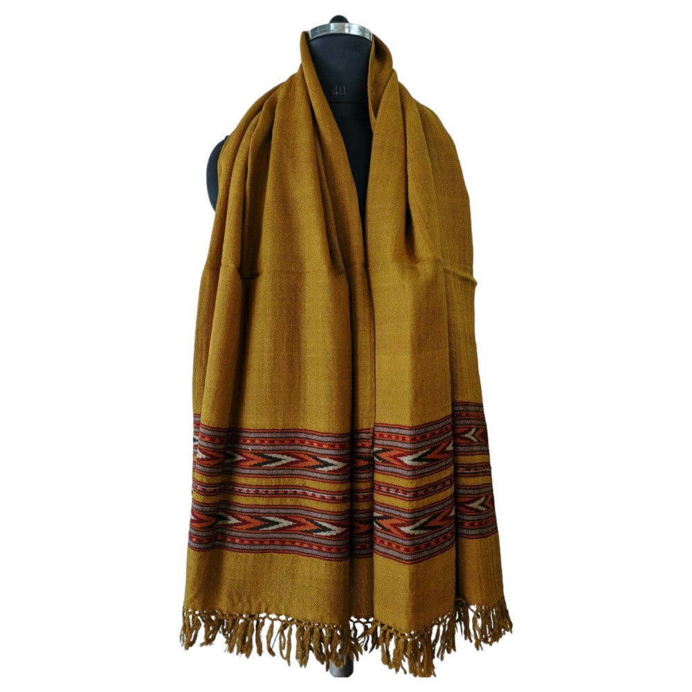 Himalayan wool plain shawl in Yellow Colour