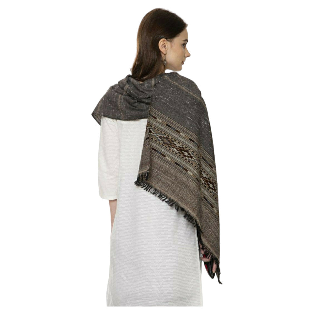 Himalayan Yak woolen stole in ethnic design