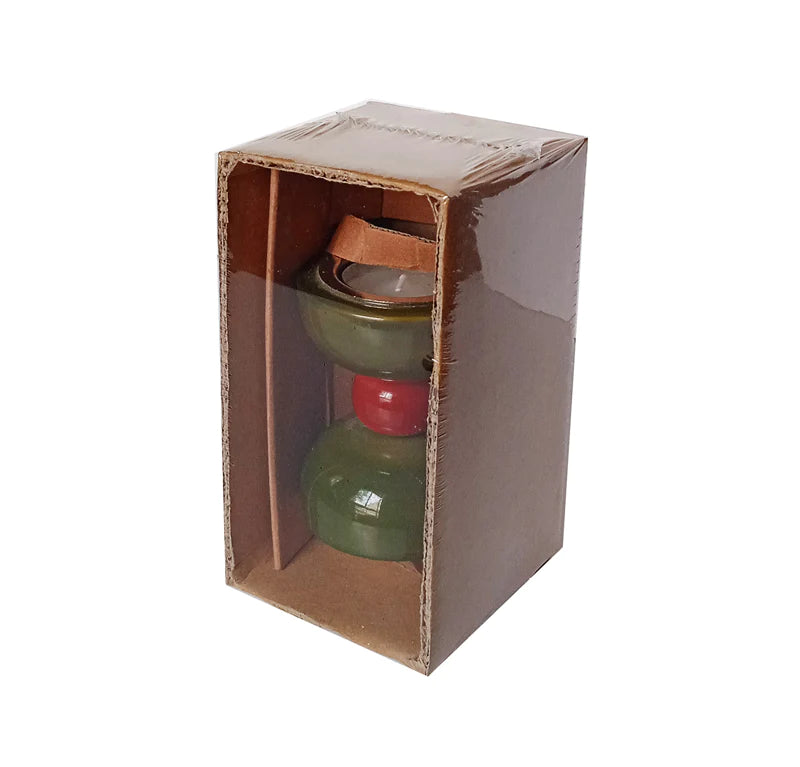 Hour glass candle Holder Green