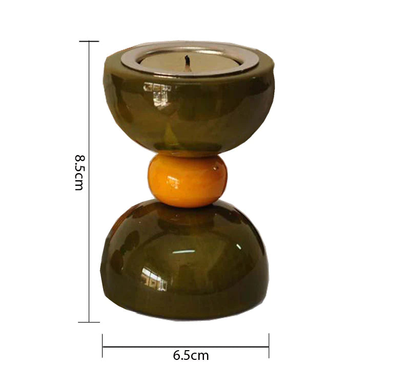 Hour glass candle Holder Green