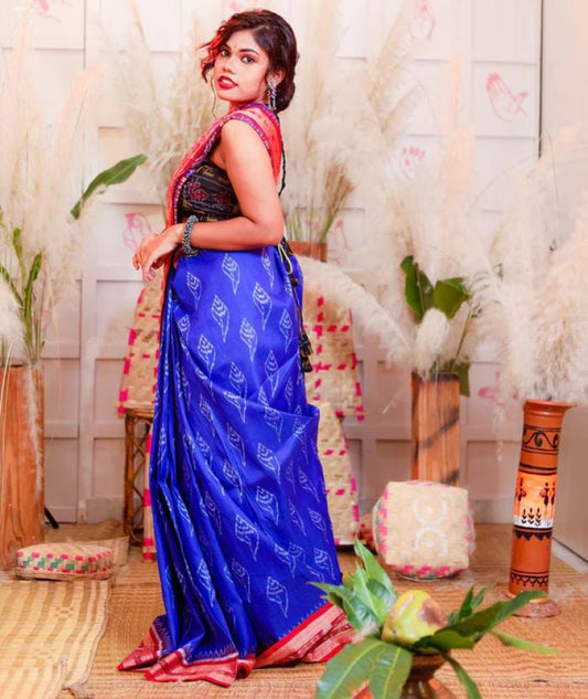 Ink Blue Odisha Ikkat Saree