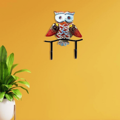 Iron Painted Owl Wall Key Holder