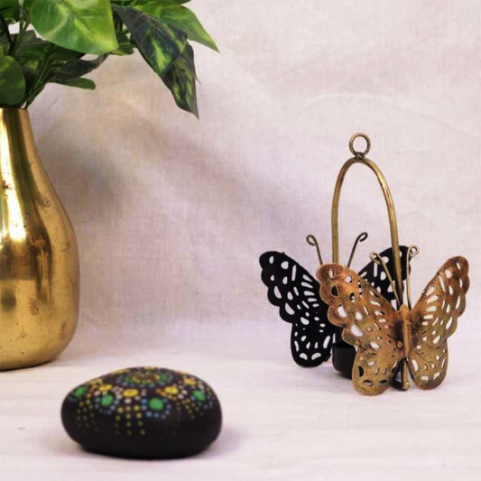 Iron Painted Tea-Light 2 Butterflies