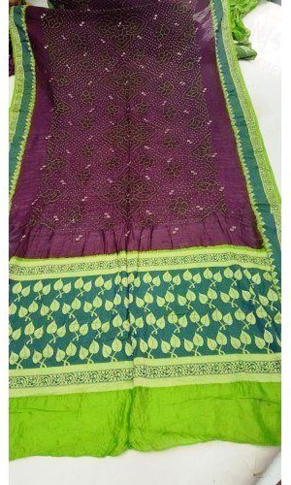 Traditional Jamnagar Bandhani Handloom Designer Gadwal Silk Dark Mehroon Colour Saree for Women